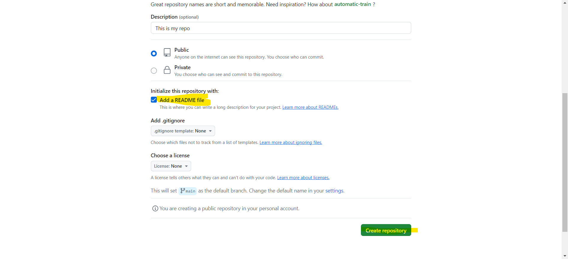 Create a new repository in GitHub Create a new repository in GitHub
